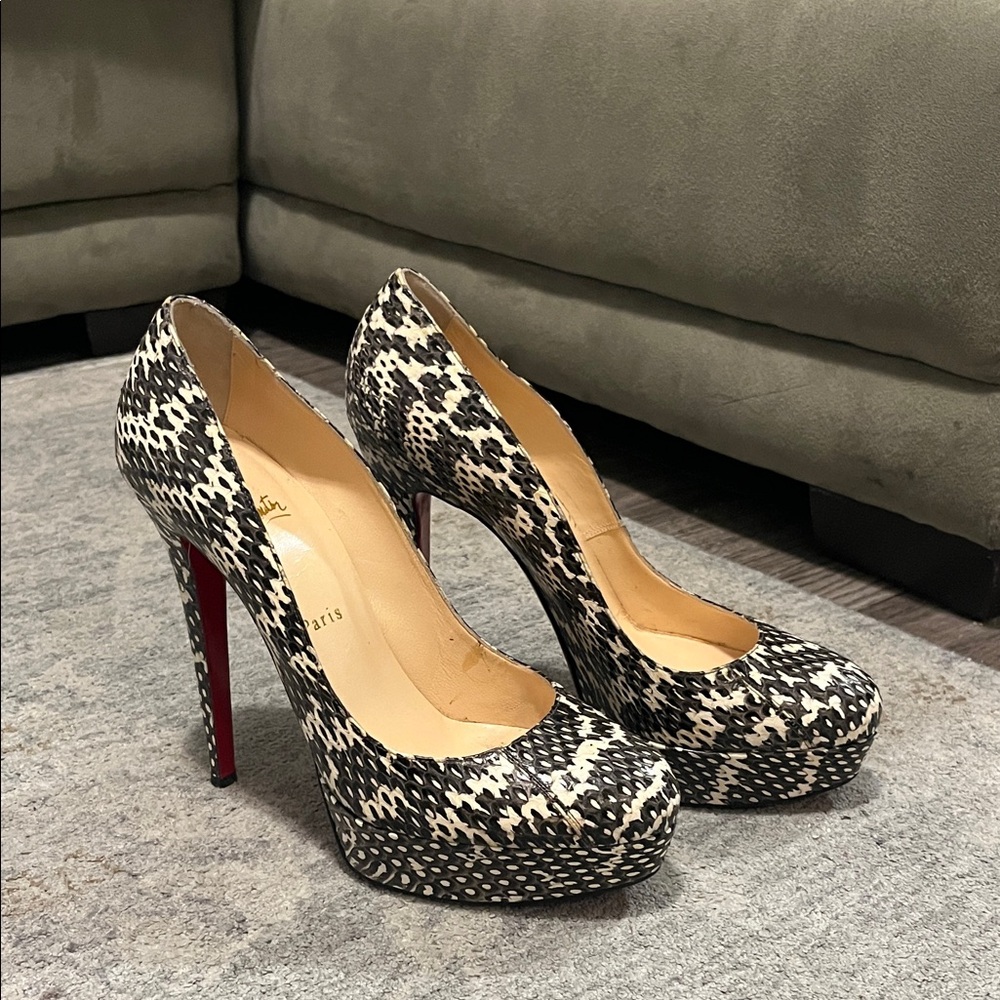 Christian Louboutin Black and White snakeskin Heels